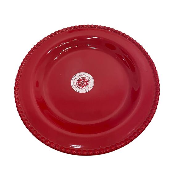 MATCERAMICA Portugal Red Salad Plates 9in Set of 4 Ceramic Beaded Edge NEW - Picture 8 of 15